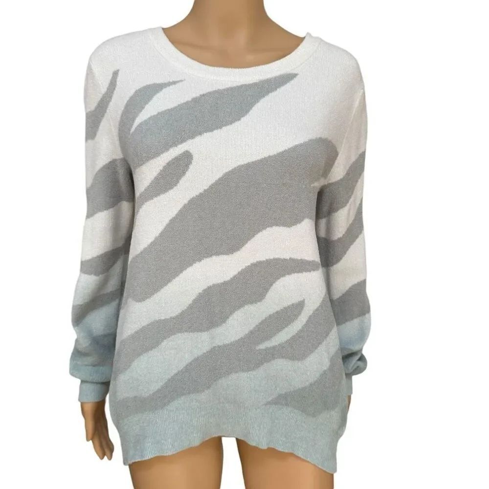 Barefoot Dreams Womens CozyChic Ultra Lite Ocean Reef Pullover Sweater size XS